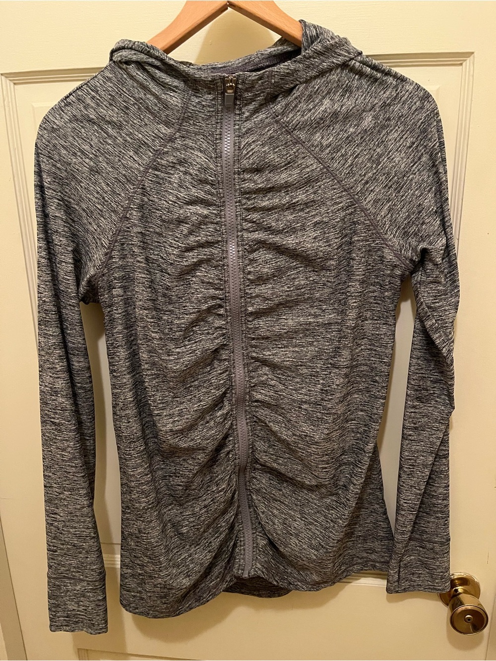 Athleta Women's Pacifica Croscurrent UPF Heather Grey Jacket Ruched L